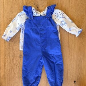 The Beaufort Bonnet Company Royal Blue Corduroy Overalls & Peter Pan Collar Top